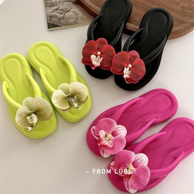 Butterfly Orchid Flip Flops Women's New Summer Fashion Flat Bottomed Soft Bottomed Beach Slippers