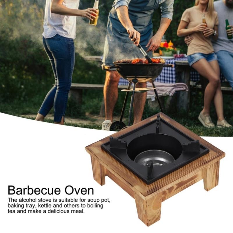 Small Windproof Liquor Burners Easy Cleaning Wood Metal Texture for Outdoor Activity with Stable Flame and Easy Cleaning