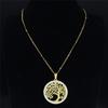 Fashion Tree of Life Stainless Steel Necklace Gold Color Crystal Pendant Necklaces Elegant Women Girl Jewelry Gifts N76S01