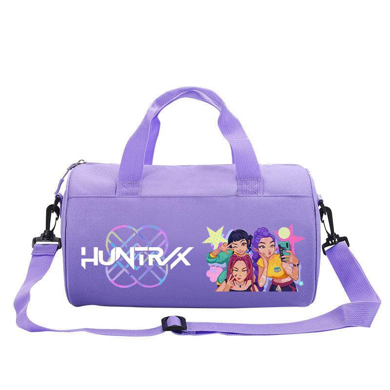 Bolsa Cilindro Fitness com Estampa de Desenho Animado Caçadores de Bruxas KPOP Bagagem Bolsa de Mão Esportiva Bolsa de Viagem