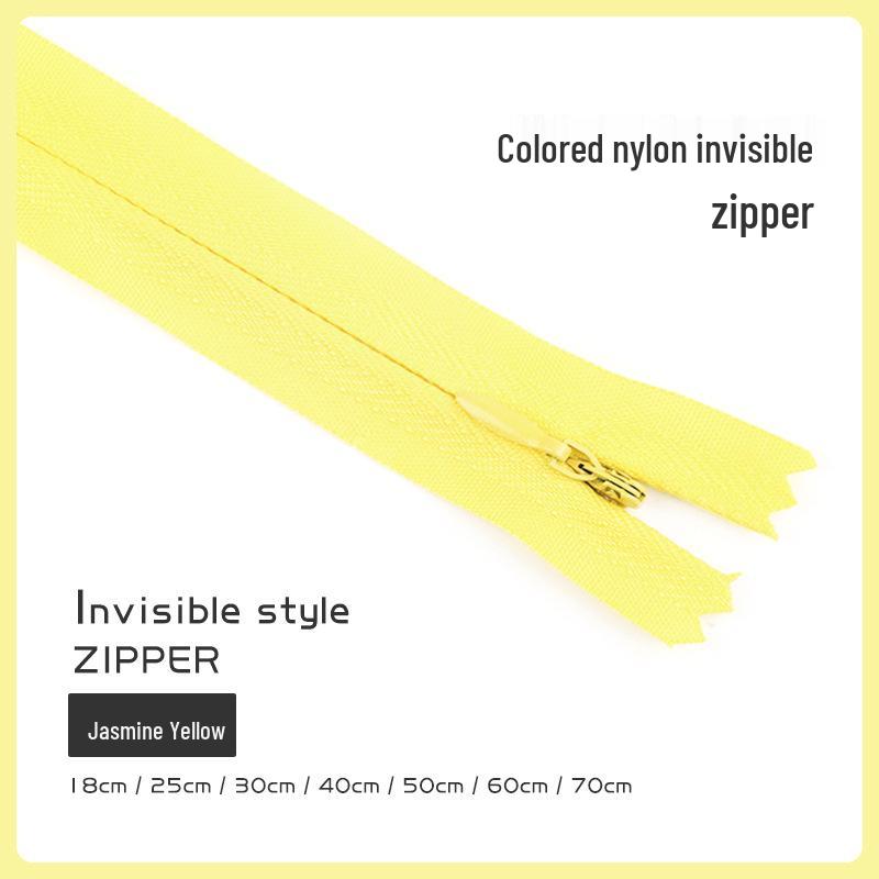 Fermeture éclair invisible colorée pour jupes, pantalons et chemises (18-70CM)
