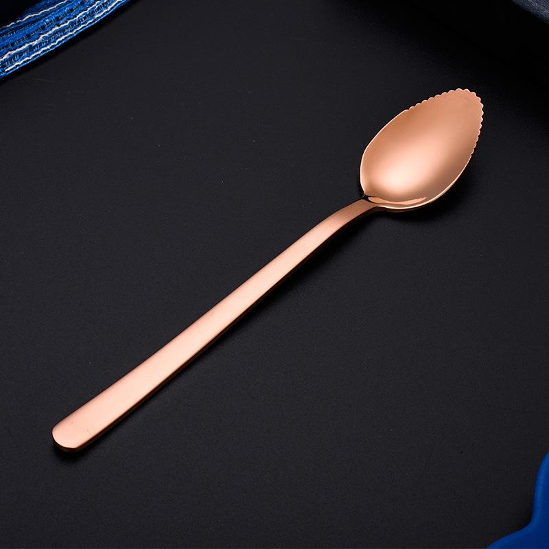 Stainless Steel Fruit Grapefruit Spoon Serrated Edge  Ice Cream Dessert Tea Coffee Stirring Spoon Kitchen Cutlery Tableware