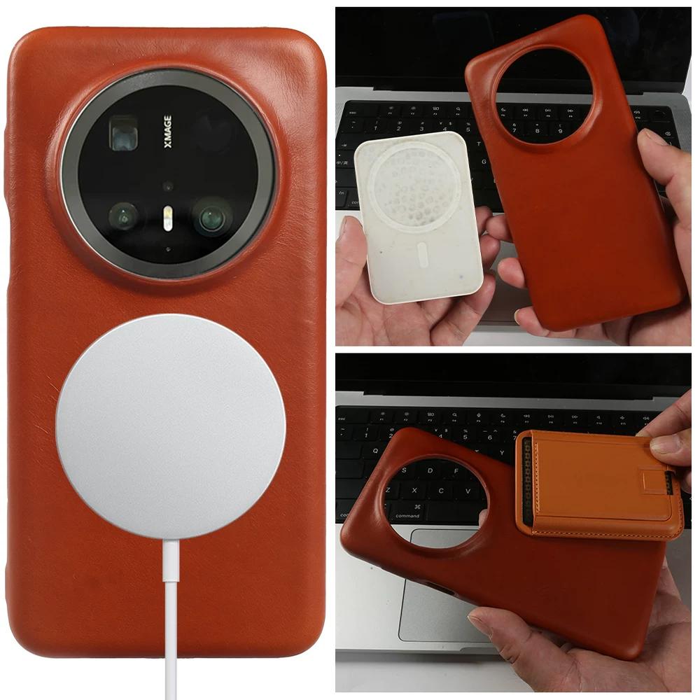 Echtes Leder Wachsstruktur Hülle für Honor Magic 8 Pro Magic 7 Premium Business Schlank Weiches Leder Magnetisch Stoßfest Abdeckung