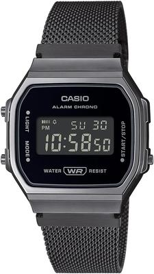 Digital Watch, Standard, A168WEMB-1B, for Men, Women, and Kids, Black, Mesh Metal Band, International Model [Parallel Import]
