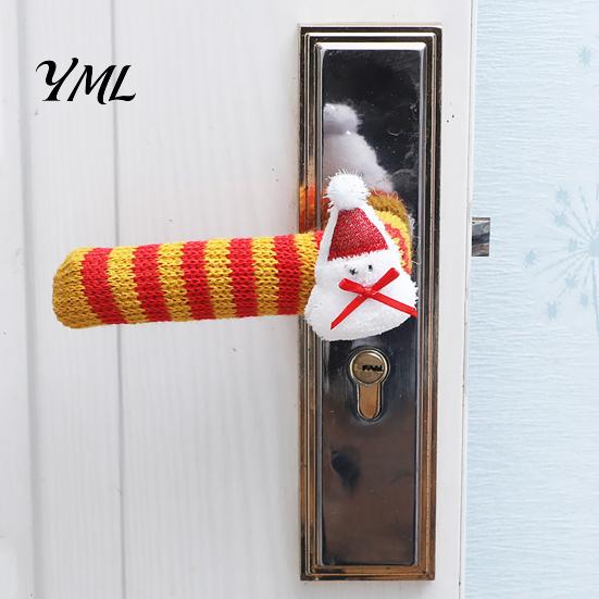 Christmas Party Home Decor Knitted Doorknob Covers, Santa Reindeer Decor, Anti?Slip Protector Sleeves, Door Holiday Decoration Supplies Handle