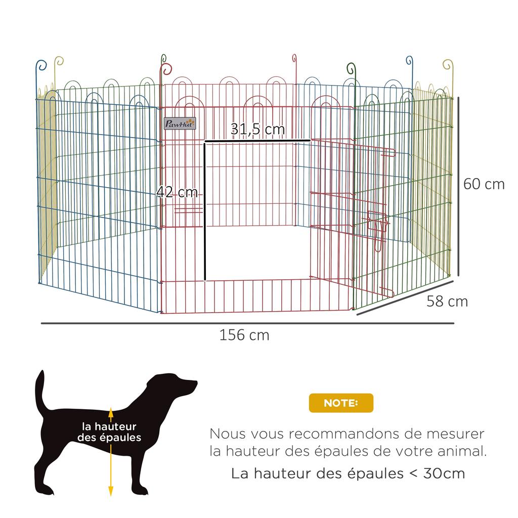 Folding Steel Enclosure for Dogs, Rabbits, Rodents, Small Animals, Indoor and Outdoor, 8 Panels with Door