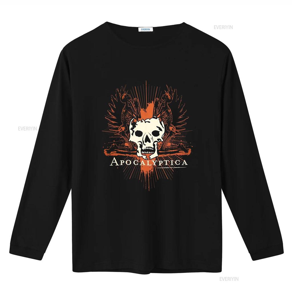 APOCALYPTICA Skull Skeleton Rock Band T Shirt for Fashion Print Cool vintage Washed Breathable Top For Everyday Wear Versatile