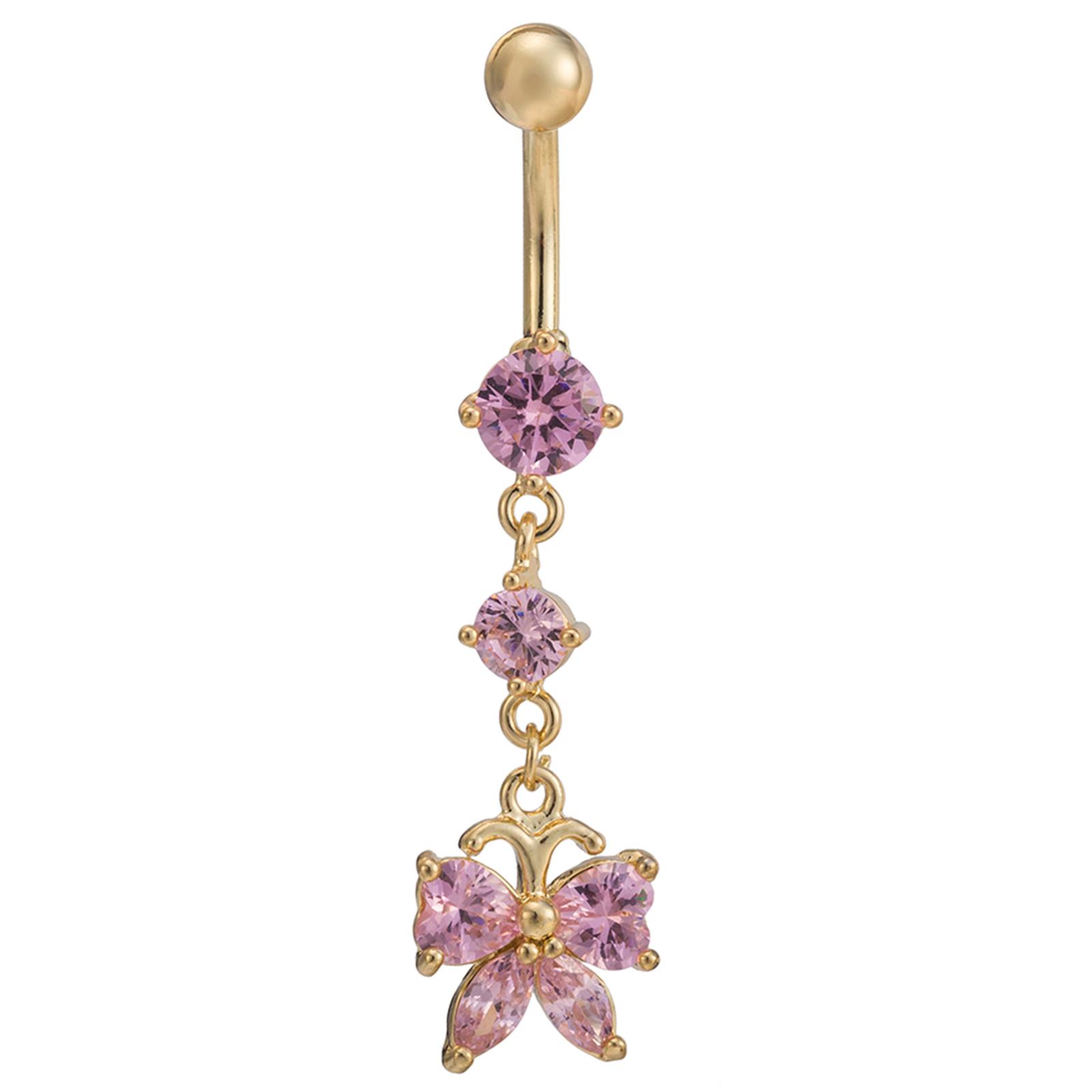 

for Butterfly Body Piercing Barbell Jewelry Belly Rings Navel Rings Catch the Ball Navel Ring for Women White Pink Purpl 1