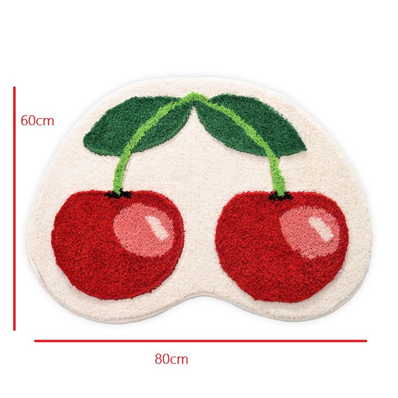 Strawberry Bathroom Rug Absorbent Non-Slip Cherry Peach Fruit Shaped Doormat Bathtub Plush Shower Rug Washable Home Decor Carpet