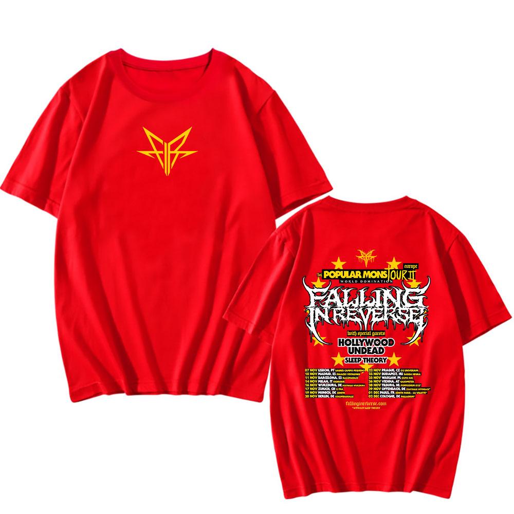 Falling In Reverse The Popular Mons Tour T-shirt Short Sleeve Cotton Summer Tshirts Hip Hop Streetwear Men Clothes Graphic Tees