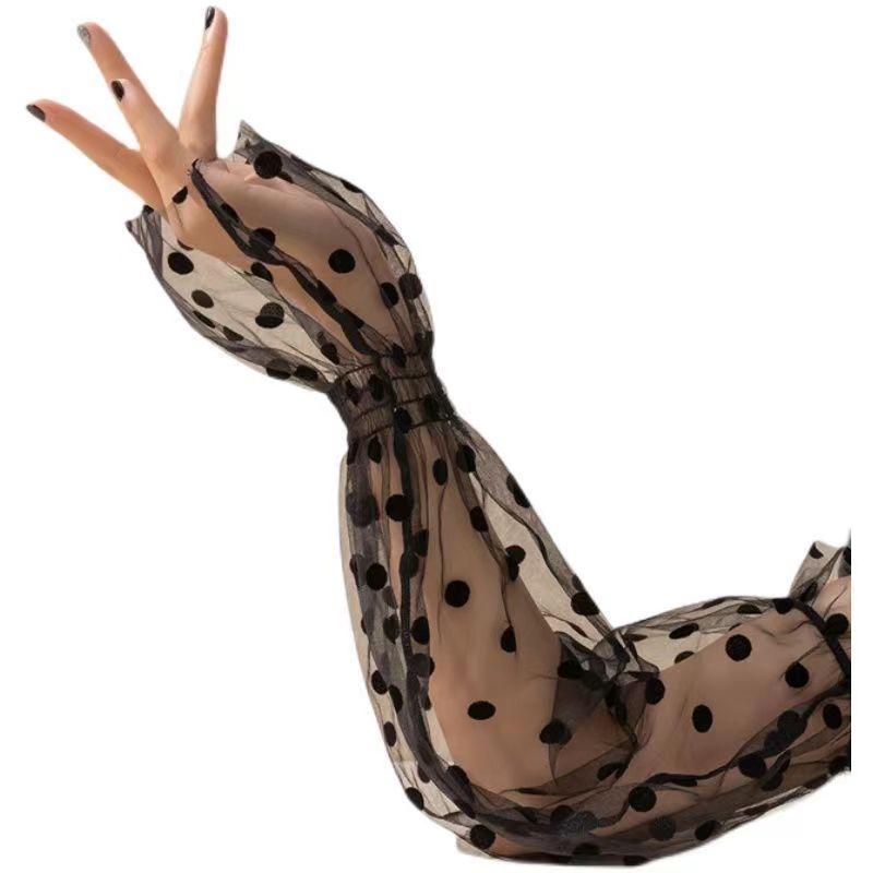 Summer lace sun-protective mesh armbands women's thin UV-resistant gloves long ball armbands