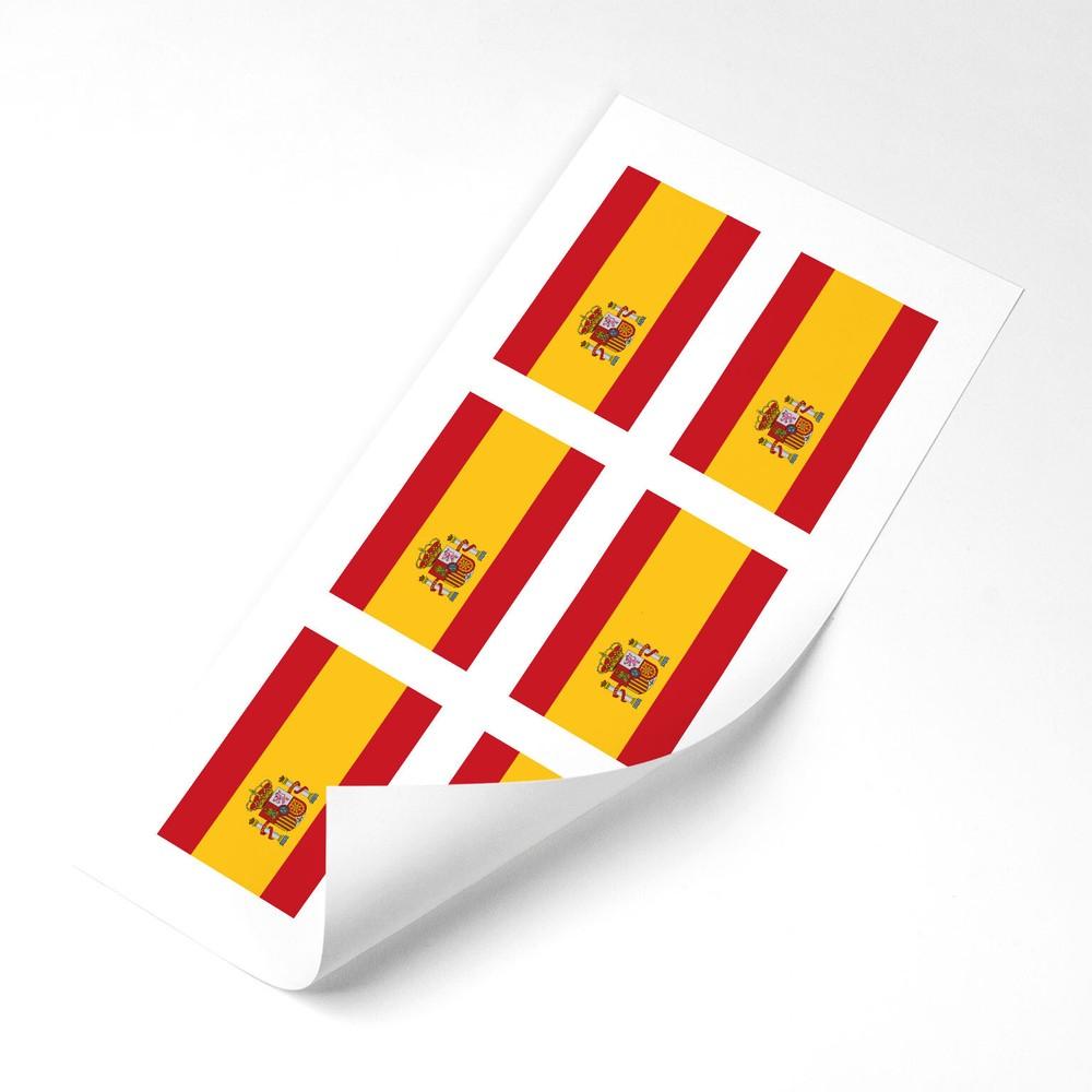Adesivos Bandeira da Espanha x6 25mm Carro Moto Capacete Vinil Bandeira Espanhola Camiseta Unissex