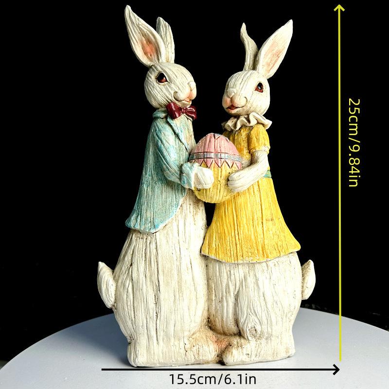 Popular, Easter bouquet rabbit resin handicraft, home study ornament, garden ornament