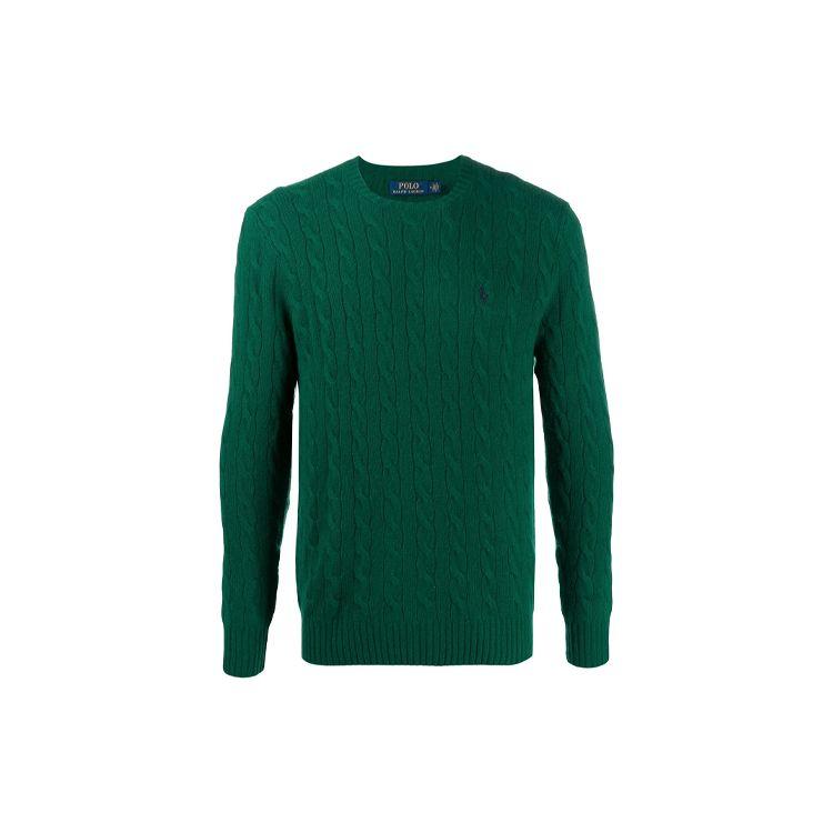 Polo Ralph Lauren Однотонный свитер с косами и логотипом Мужской свитер Зеленый 710719546-023 L