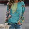 Women Hoodies Autumn Womens Shirts Vintage Pattern Round Neck Long Sleeve Sweatshirt Print Flower Casual Sudaderas Para Mujer