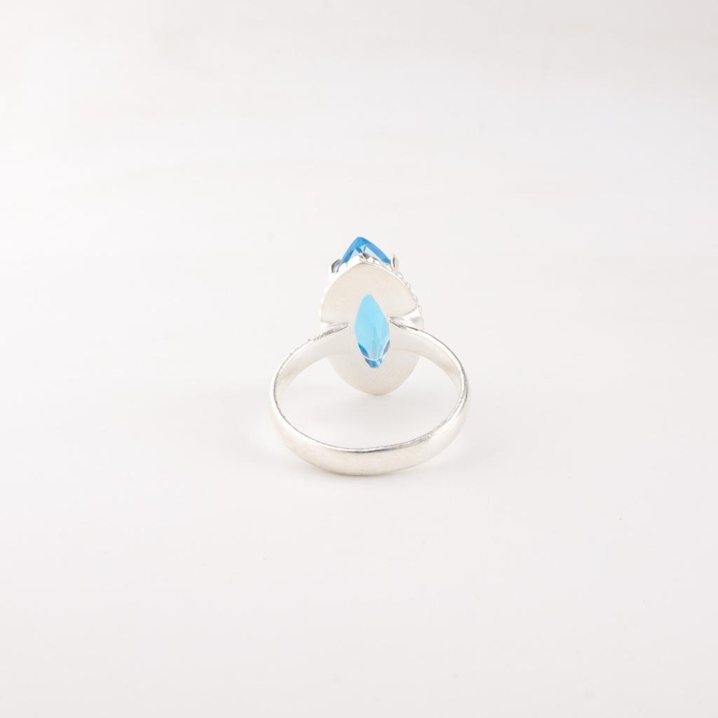 Swiss Blue Topaz Gemstone 925 Sterling Silver Jewelry Handmade Ring Gift For Her RR-64-1