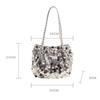 New Sparkling Sequin Shoulder Bags Large Capacity Zipper Closure Fashion Handbag Solid Color Tote Bag Women