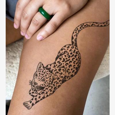 Dominante Dunkle Persönlichkeit Beliebter Leoparden-Tattoo-Aufkleber Wasserdichter Und Langlebiger Tattoo-Aufkleber