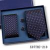 Men's Black Striped 3-Piece Gift Set: Hand-Tied 8cm Tie with Pocket Square & Cufflinks