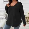 Warm Soft Knitted Blouse Women Long Sleeve V Neck Loose Pullover Casual Top Irregular Hem Plus Size Fall Winter