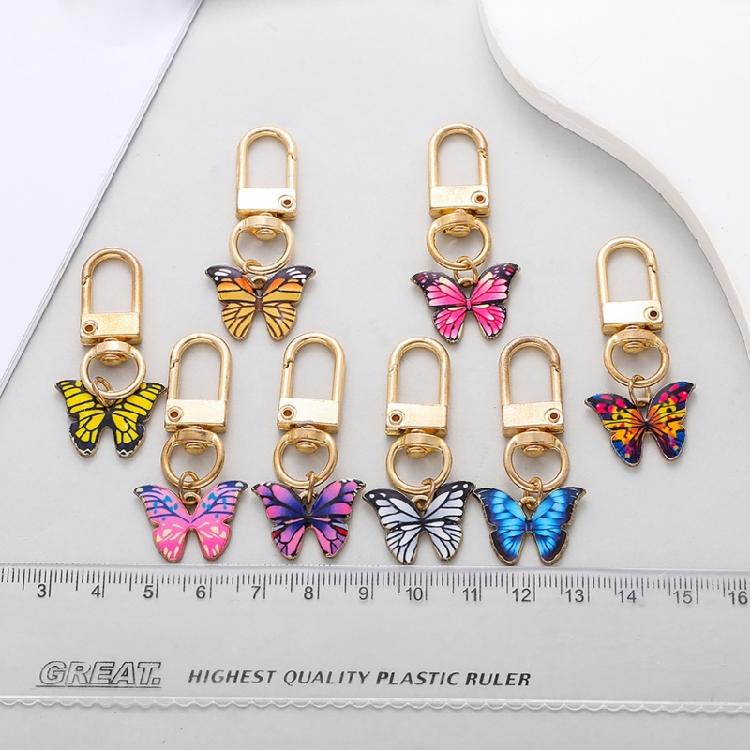 8PCS Colorful Butterfly Key Pendant Alloy Texture Charm Key Holder Key Jewelry Present for Youthful Fashion Enthusiasts