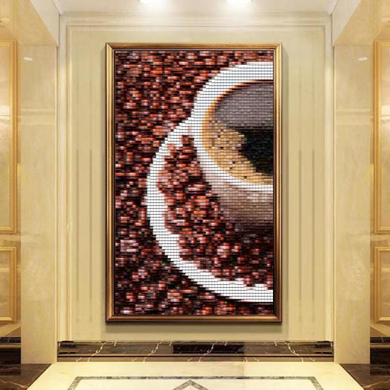 5D-Diamantmalerei zum Selbermachen, Kaffee, Kreuzstich-Set, vollständige Diamantstickerei, Mosaikkunst, Bild mit Strasssteinen, Dekor, Geschenk