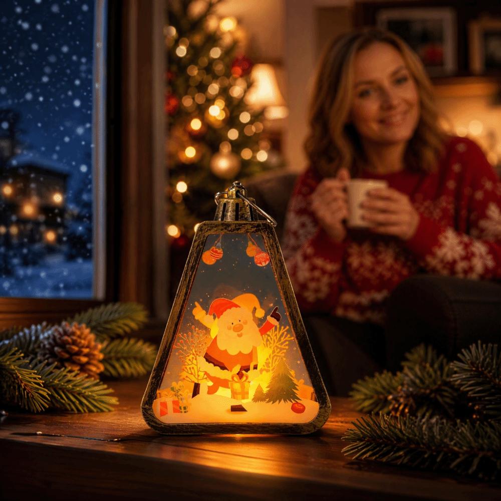 Soft Glowing Christmas Lantern Decor Vintage Style LED Glowing Decoration Window Sill Decor