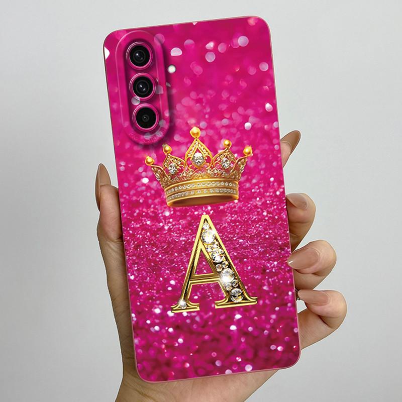 For Samsung Galaxy A37 A57 5G 2025 Crown Initial Letter Couple Phone Case SM-A376B SM-A5760 Soft Silicone Lens Protective Casing