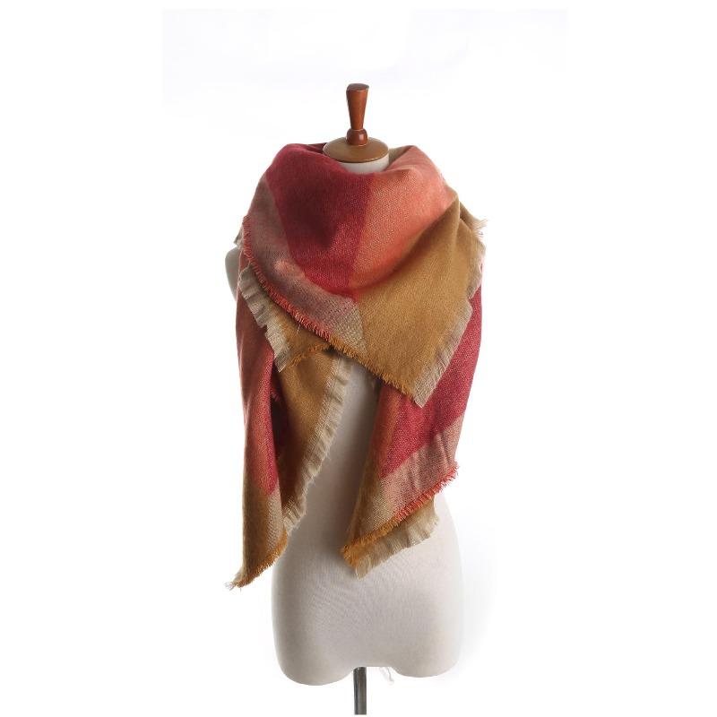 

Colorful soft geometric scarf women s shawl six primary color plaid warm shawl 145*130cm