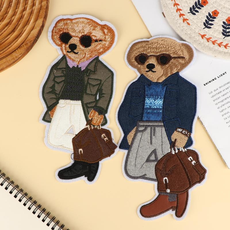 Large Bear Clothing Patch Hand Sewn Embroidery Patches Clothes Decoration Accessories Sewing Applique DIY Craft Backpack Textile