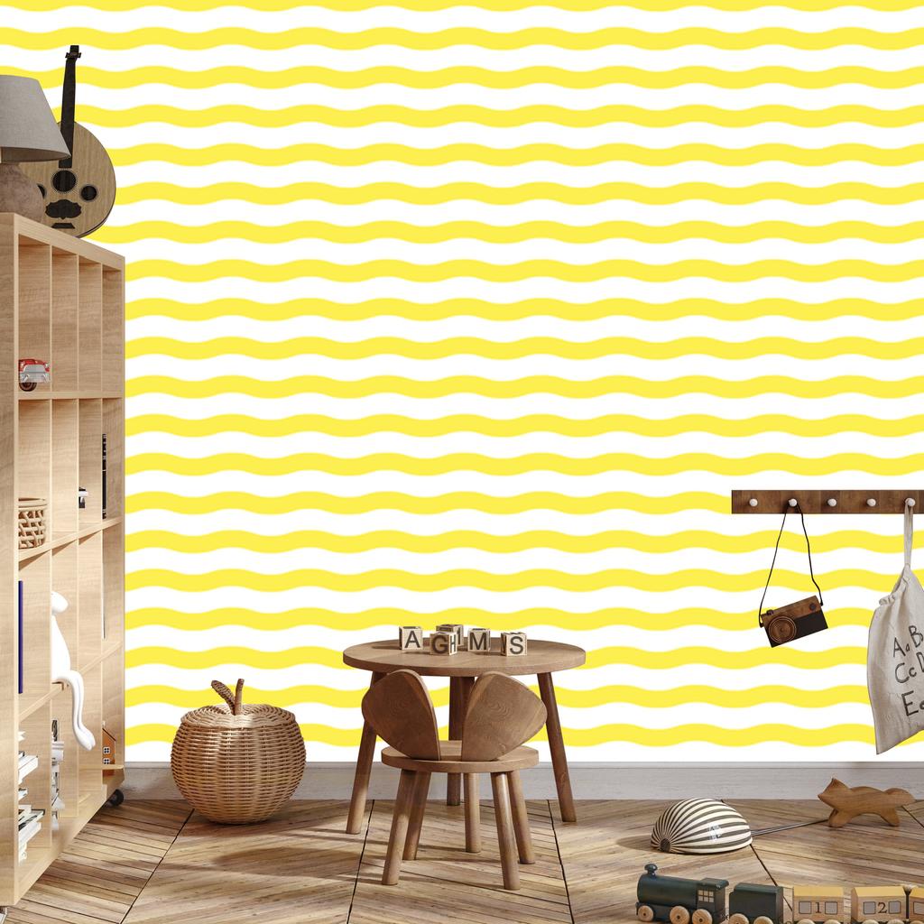 White and yellow striped wallpaper for living room and bedroom 50x1000