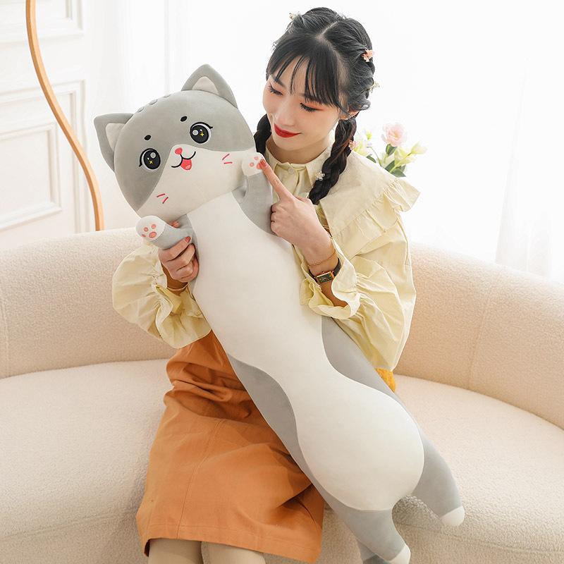 Cat Throw Pillow Long Cat Plush Toy Bed Pillow Cute Cat Doll Large Rag Doll Gift
