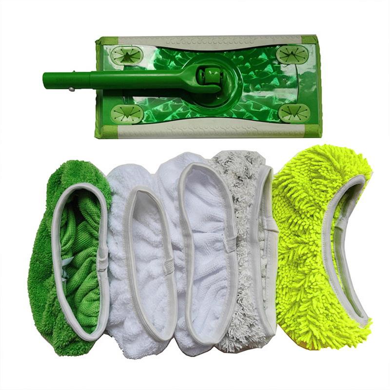 Mop Čisticí Podložka Mop Hadřík Kryt Zesílený Elastický Pás Plochý Korálový Fleece Mikrovlákno Ženilka Náhradní Rotační pro Koupelnu