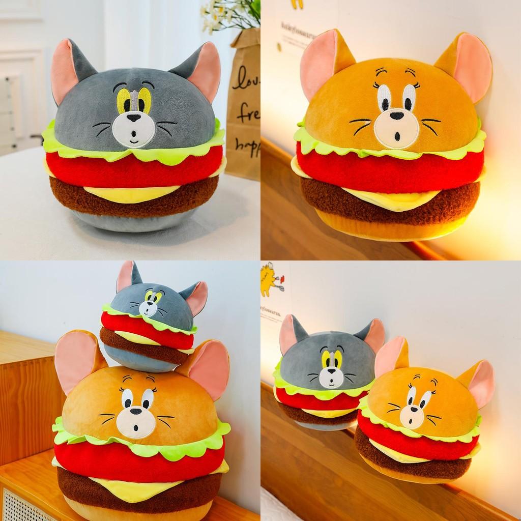 Tom Jerry And Burger Shaped Plush Toy Cute Cartoon Doll Kids Gifts Birthday