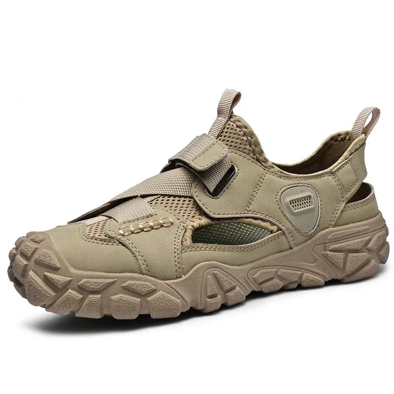 

Fashion New Men s Lightweight Mesh Hiking Shoes Comfortable Outdoor Walking Sneakers Summer Travel Anti-Slip Trekking Footwear Toe Cap 38 песчаный