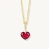 Ruby Heart Minimalist Necklace - S925 Sterling Silver, Cherry Heart Shape, Light Luxury Style, High-End Feel
