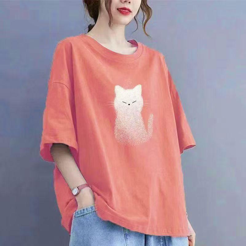 Summer Women Cotton Short-sleeved T-shirt Women Loose Tops