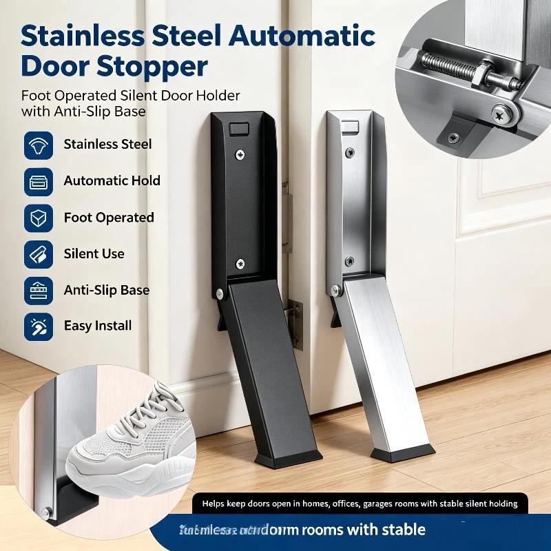 Heavy-Duty Metal Door Stopper Anti-Collision Windproof 1 Set Non-Slip Door Blocker for Home Office Hotel Use