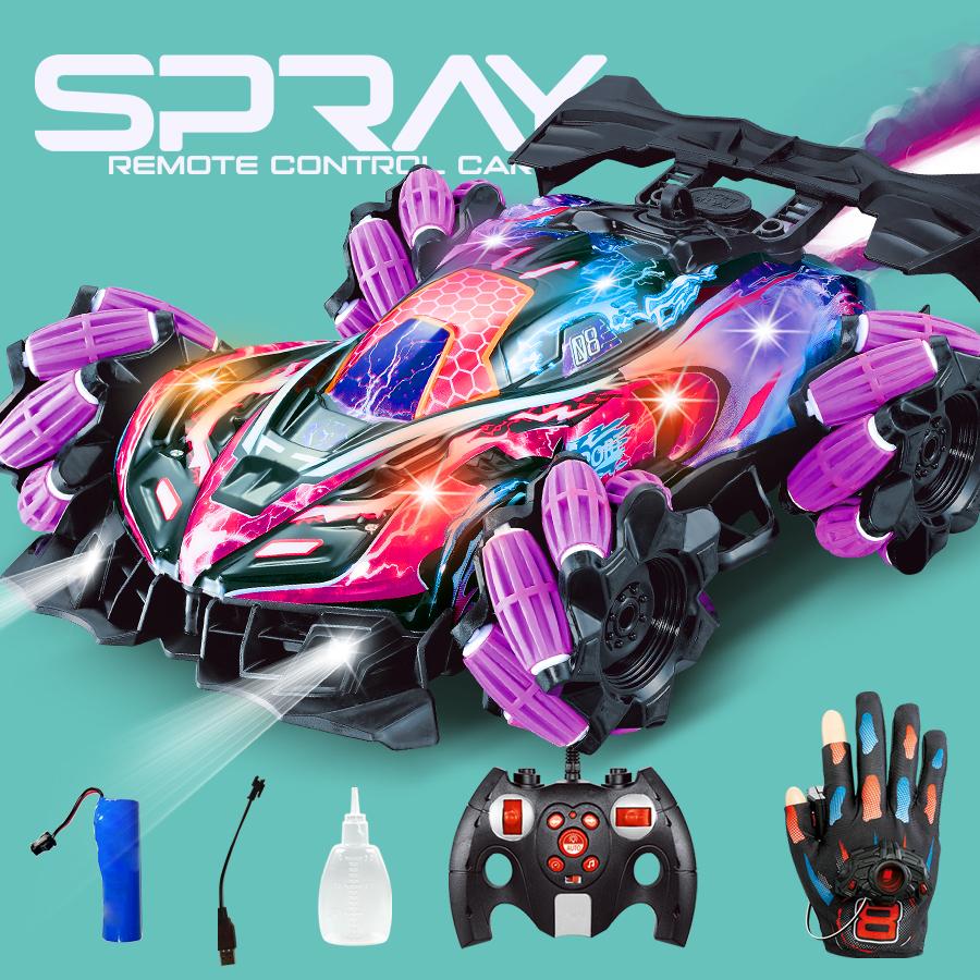 F1 zdalnie sterowany samochód do driftu z oświetleniem Led muzyka 2.4G rękawica gest radiowy pilot Spray samochód kaskaderski 4WD elektryczne zabawki dla dzieci