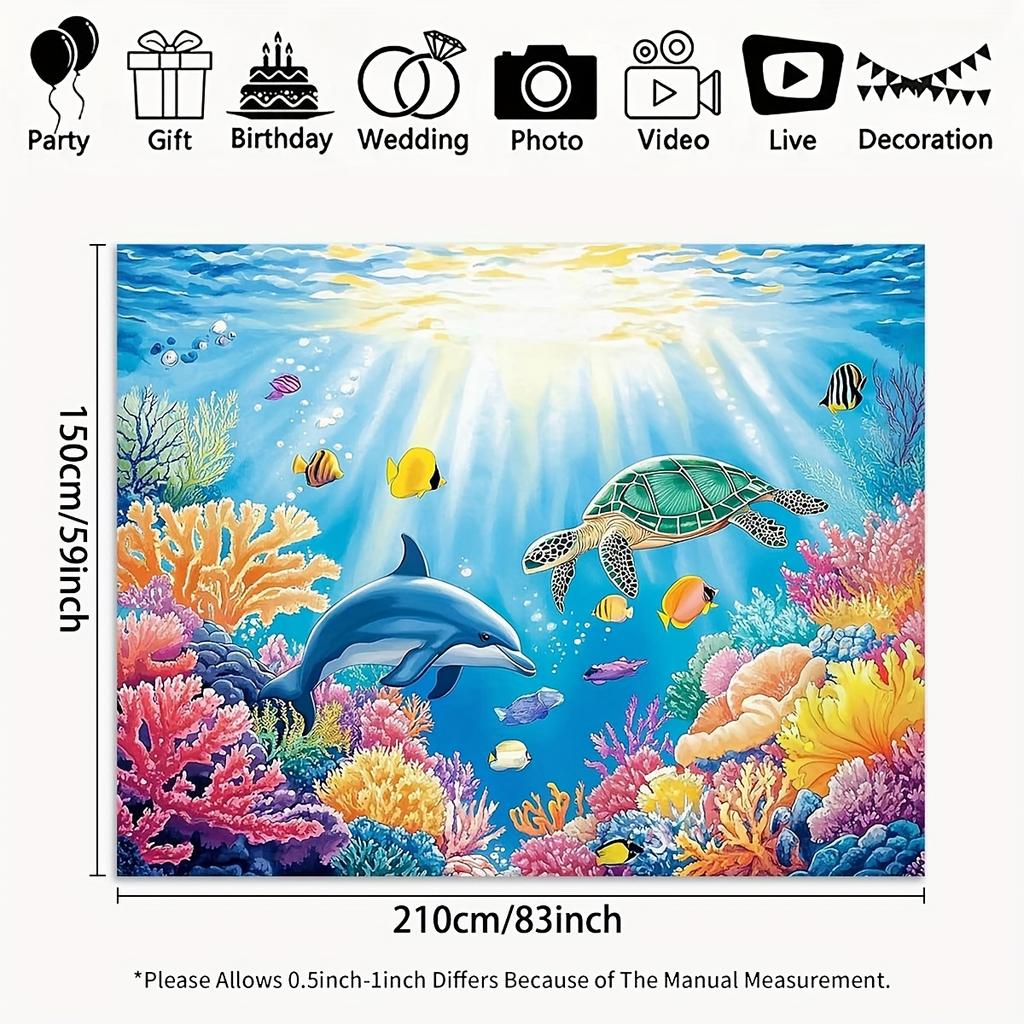 1-Piece Photography Background Banner - Mysterious Underwater World Scenery 2D Flat Background Cloth