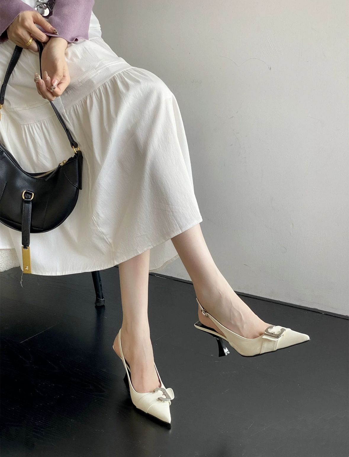 

2025 summer new French stiletto bag head sandals women s fashion daily temperament stiletto high heels 35