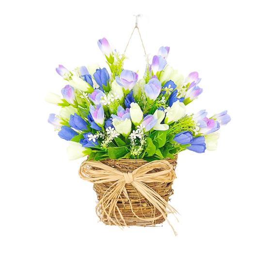

Spring Tulip Door Basket Hanger Front Door Wreath for Artificial Tulip Hanging