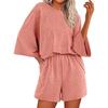 Women's Casual Sportswear Set Loose Fit Short Sleeve Top and Shorts Lounge Wear