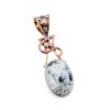 Natural Green Dendrite Opal Gemstone 925 Solid Silver TwoTone Pendant 1.75" j5S71