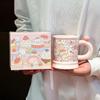 Romantic Pink Ceramic Mug Cute Little Rabbit Birthday Gift Cup Household Coffee Cup Water Cup Color Box
