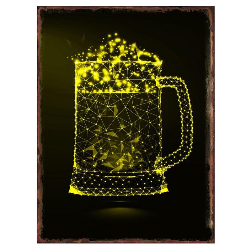 Vintage Neon Beer Bar Metal Tin Sign  Perfect for Cafe Club Pub Restaurant Home Decor Wall Decor Festival Birthday Party Room
