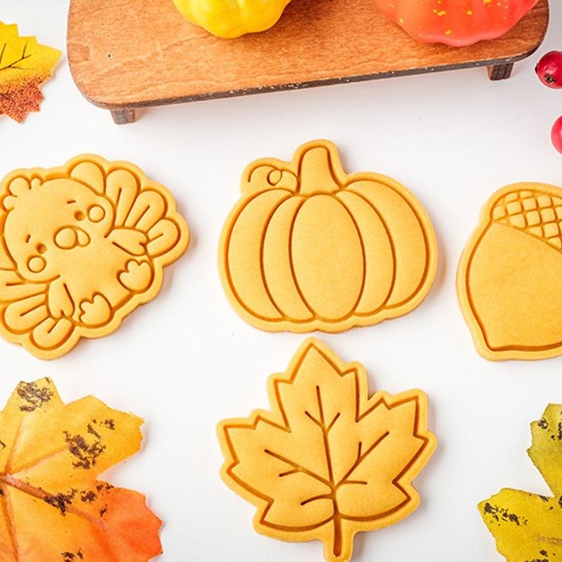 New Thanksgiving Cookie Mold Cartoon Turkey Chestnut Pumpkin Pattern Biscuit Cutting Mold DIY Party Baking Tool Kitchen Supplies
