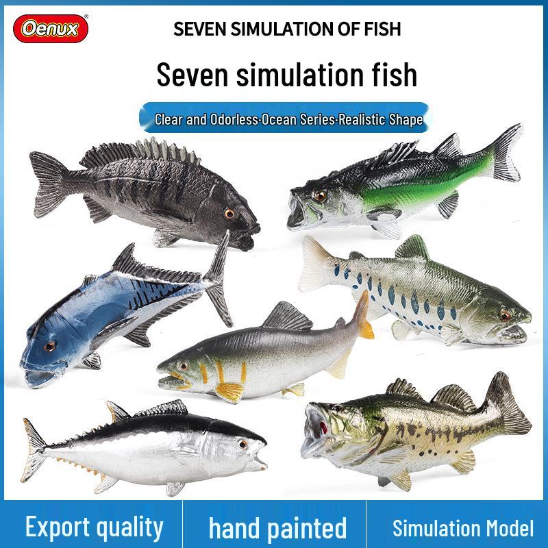 Marine Animal Fish Model Toy: Salmon, Largemouth Bass & Tuna for Aquarium Decoration