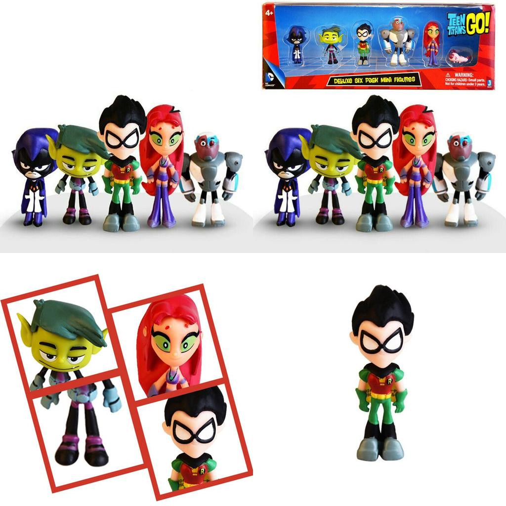 Lebhaftes Teen Titans Go Figurenset mit Robin Raven Beast Boy Starfire Sammlerstücken