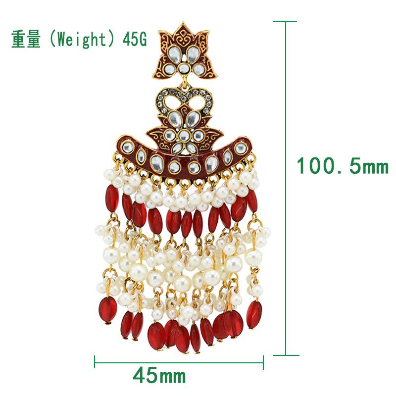 Vintage Earrings Pearl Tassel Women's Earrings Half Round Flat Beads Colorful Cool Earrings Eid Al-Fitr Lasser Bairam